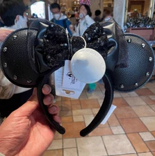 New Authentic Disney Pirates Of The Caribbean Black Bow Minnie Ears Headband