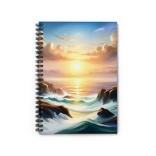 Ocean sunset front cover printed Spiral Notebook - Ruled Line