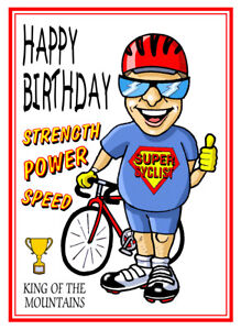 Radfahren Super Radfahrer Fahrrad Cartoon Happy Birthday Karte Kostenlose Post 1st Klasse Ebay