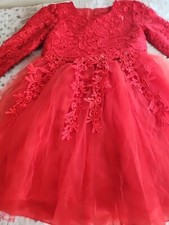 Girls Red Lace Tulle Layers, Puffy Dress, and Comfortable For Party, Weddings