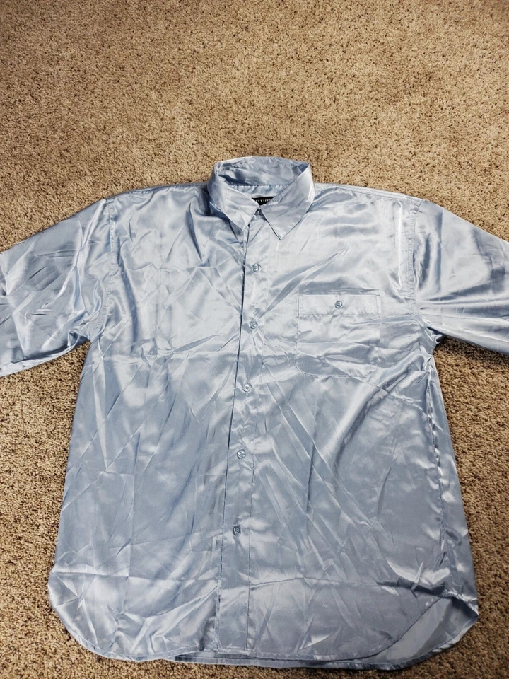 Camisa de pijama íntima grande para hombre con botones manga larga sedosa brillante nueva con etiquetas Foto 3 de 4