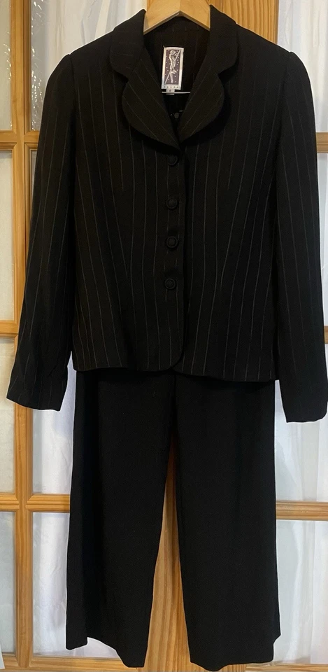 Calça Zelda EUA Feminina 2 Peças Ternos 8 Blazer Jaqueta Carreira Negócios Preta Desleixada - Imagem 2 de 4