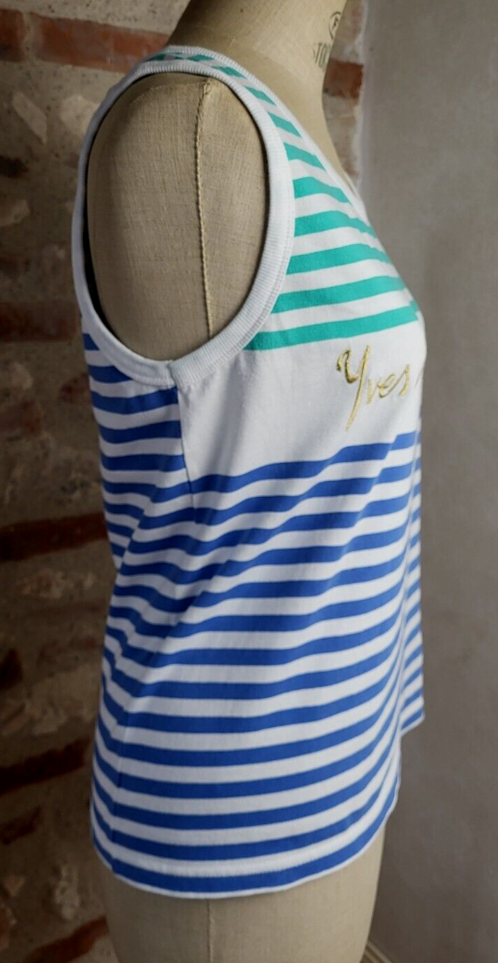 YVES SAINT LAURENT VARIATION débardeur coton vintage YSL cotton tank top T.44 XL