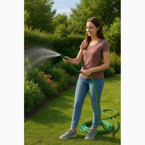 Tubo innaffio irrigazione 4 strati antialga Verde Flessibile Retinato Giardino - Foto 6 di 6