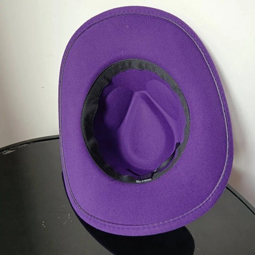 Purple Western Cowboy Hat – Cowboy Cowgirl Rodeo Style with Bull Skull Accent - Picture 4 of 4