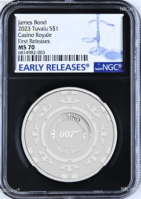 2023 Royal Casino CASINO CHIP SILVER $1 1oz COIN NGC MS70 James