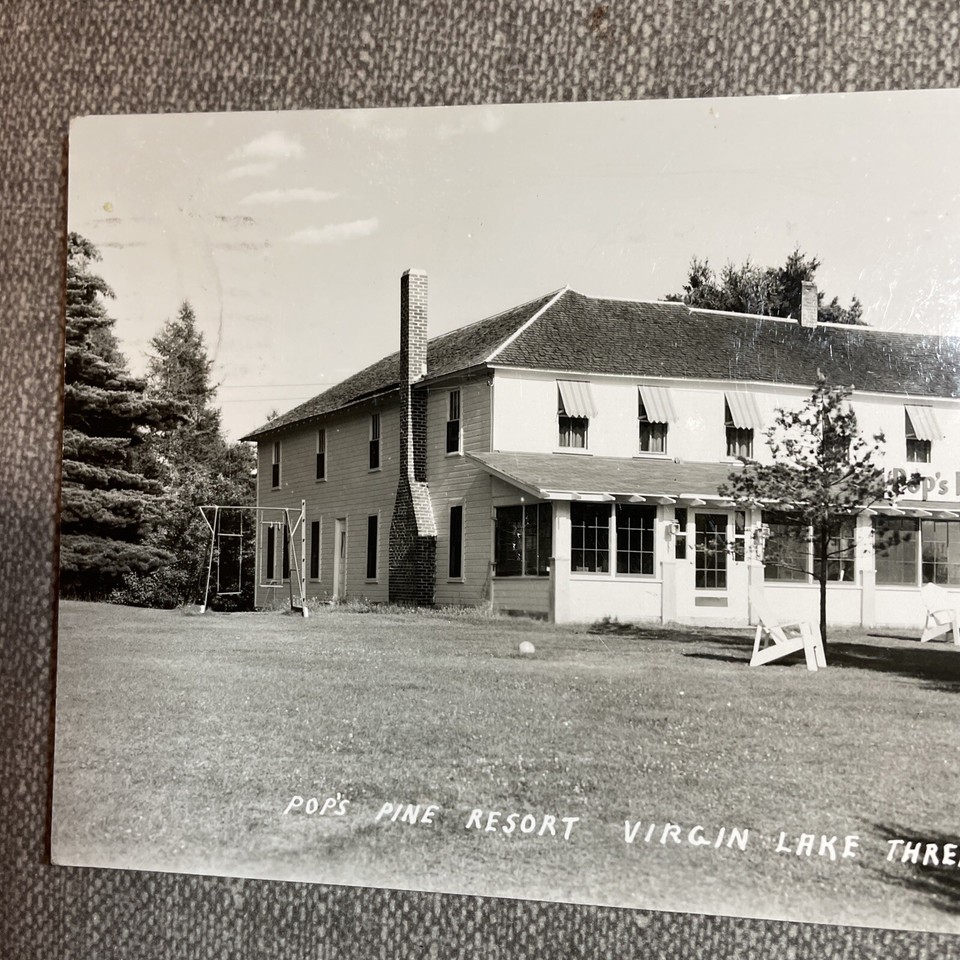 Three Lakes WI Pop’s Pine Resort Virgin Lake Real Photo Postcard