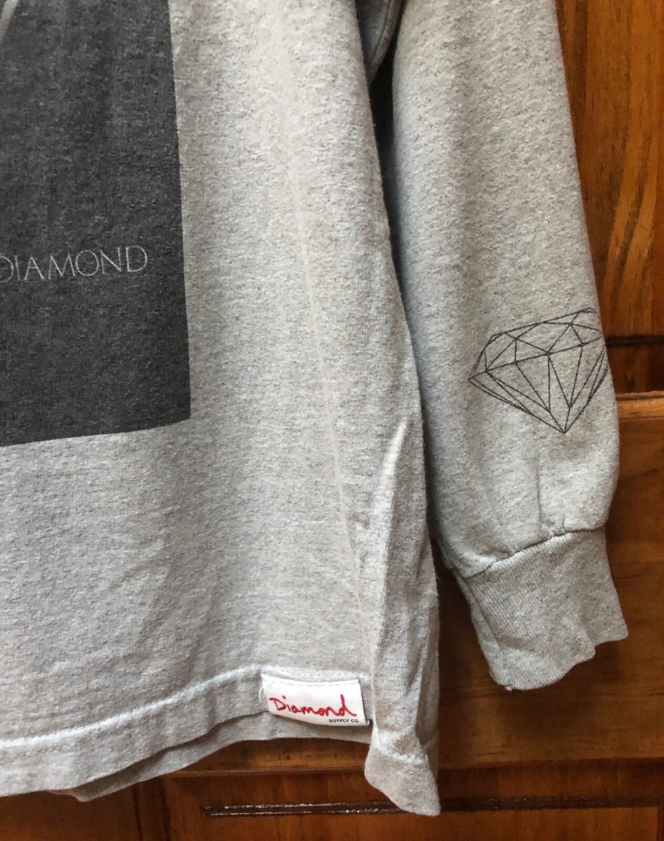 T-shirt Manches Longues DIAMOND Supply Co. Gris Heather Taille M - Occasion Très Bon état, Logo Screenprint