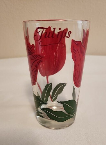 Peanut Butter Glass TULIPS Name on Top Red Tulips (Mauzy p. 30)