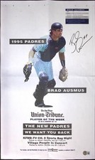 Brad Ausmus Signed 1995 Padres 13x23 SDUT Newspaper Insert Poster BAS COA Auto'd