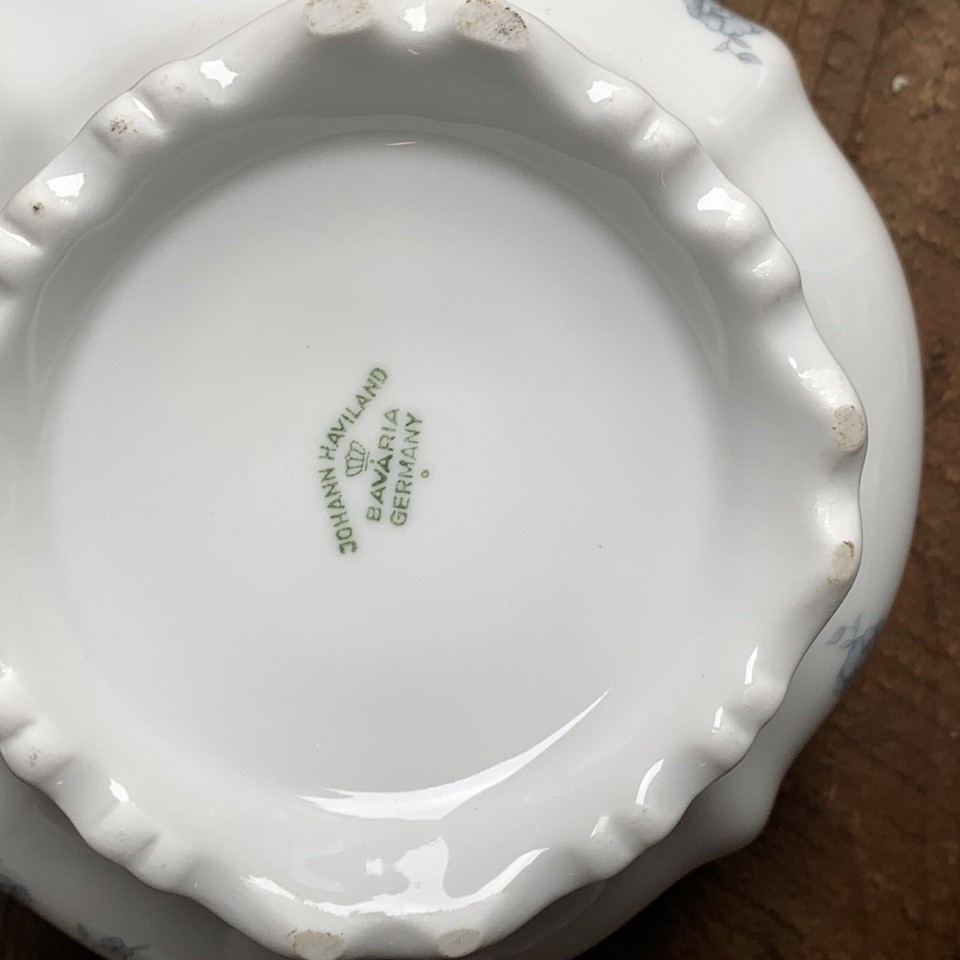 Johann Haviland Bavaria Blue Garland Sugar Creamer Platinum Trim eBay