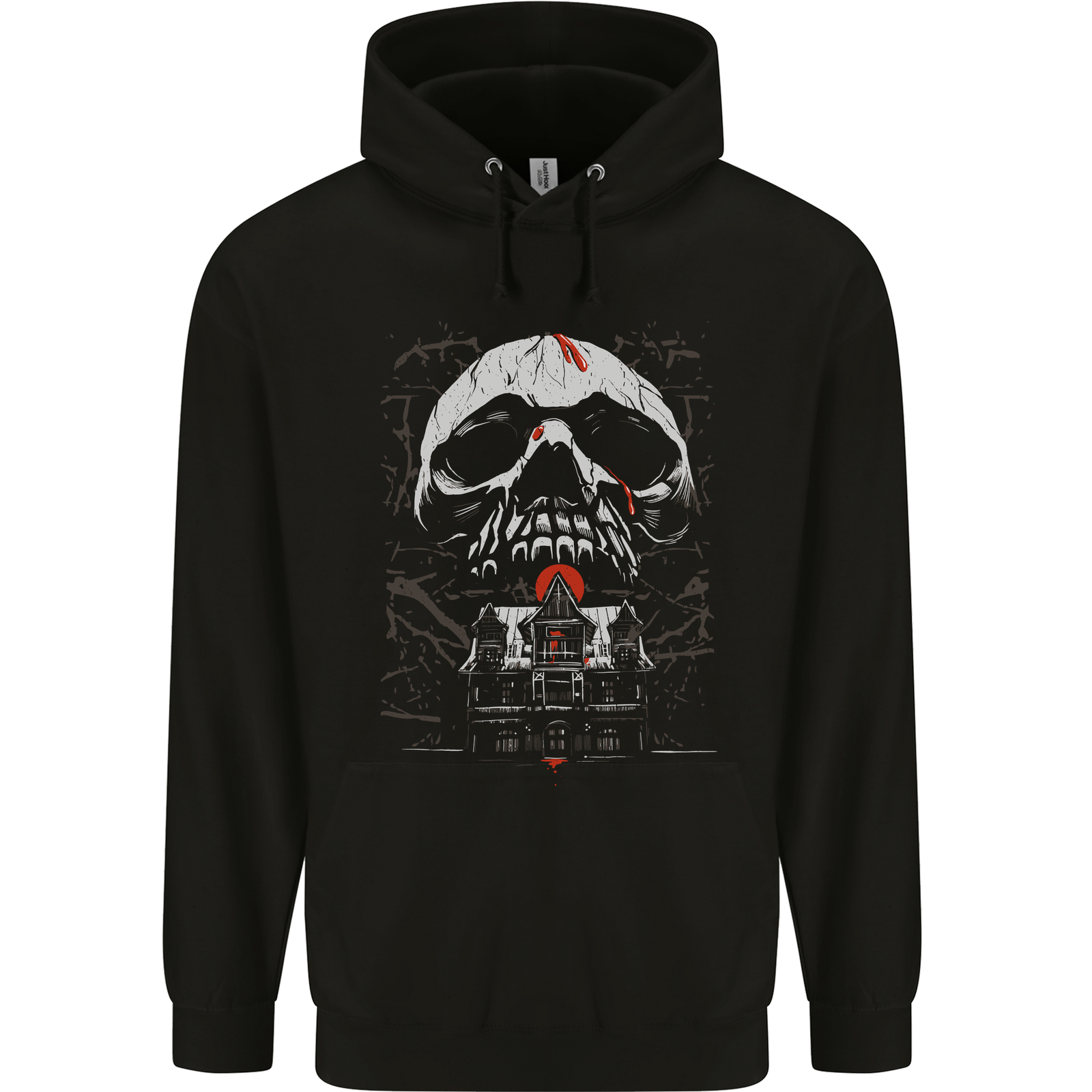 Haunted House Skull Halloween Mens 80% Cotton Hoodie