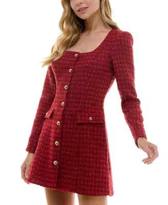 City Studios Juniors' Square-Neck Long-Sleeve Tweed Dress, Red/lilac, SIZE-5/6 | eBay City Studios Juniors' Square-Neck Long-Sleeve Tweed Dress, Red/lilac, SIZE-5/6 | eBay