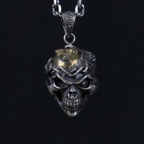 Silver 925 Skull Knight & Beherit Pendant Berserk Griffith Behelit Necklace - Picture 1 of 18