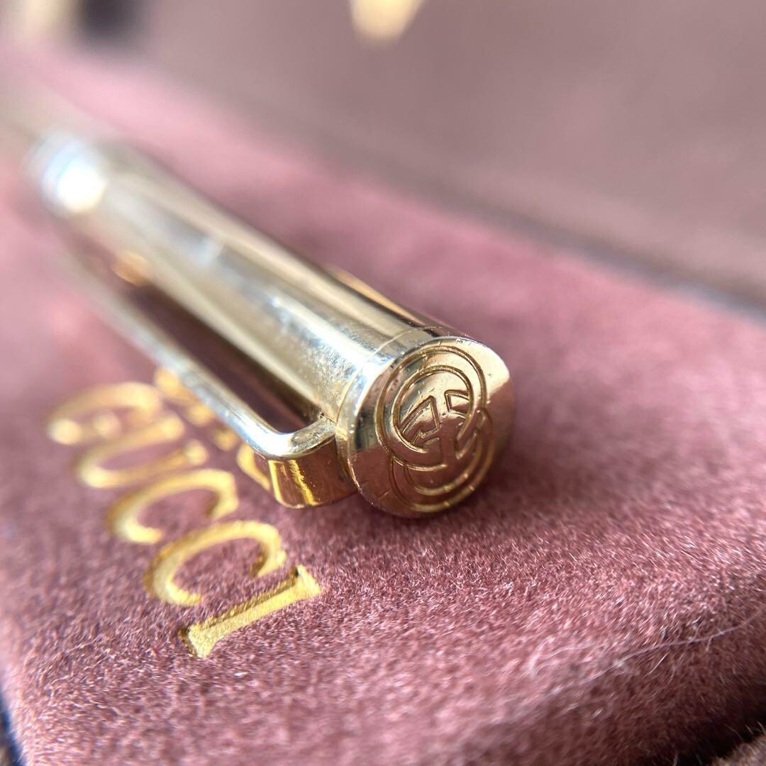 GUCCI Sherry Line Silver Twisted Ballpoint Pen (No ink) wz