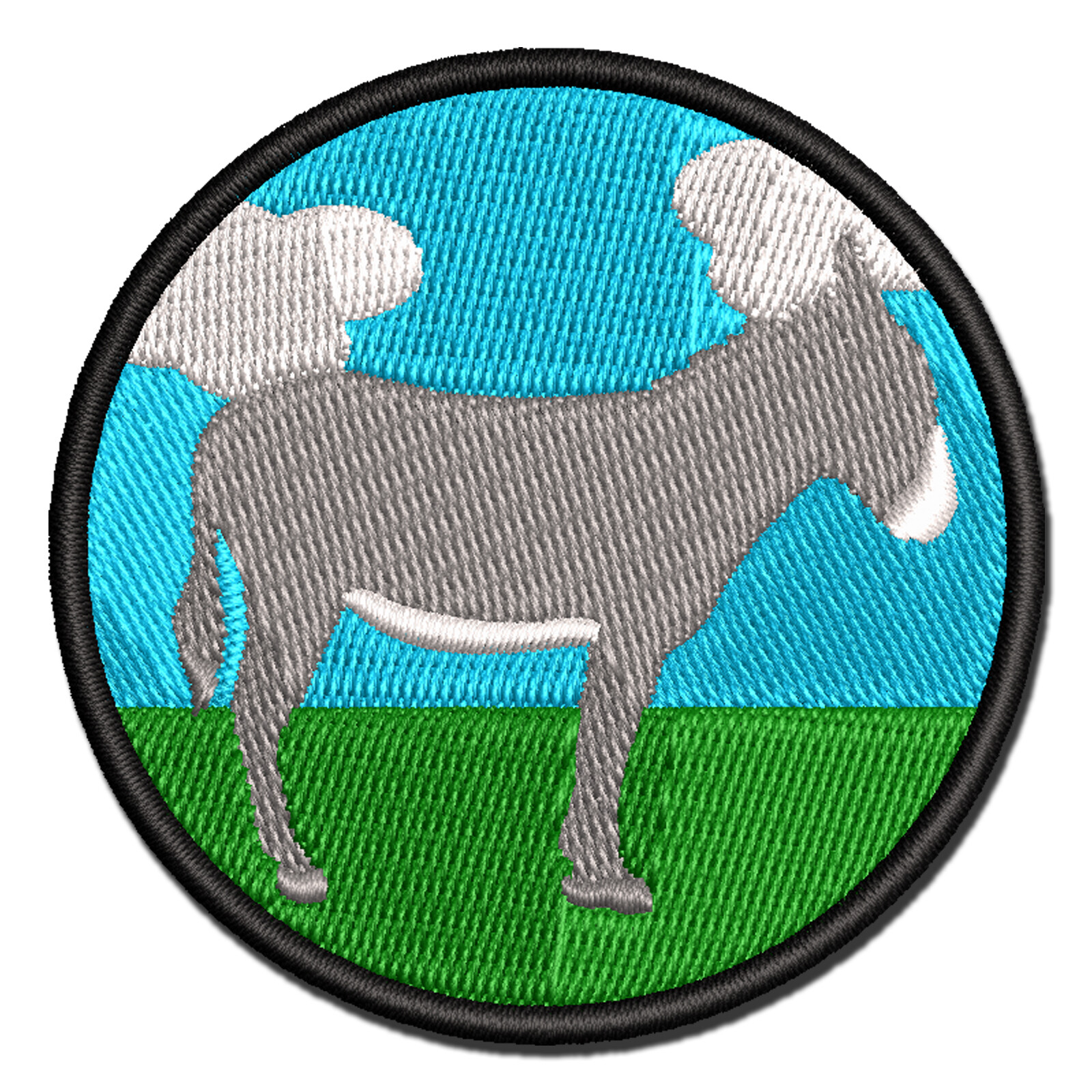 Donkey Silhouette Multi-Color Embroidered Iron-On Applique Patch