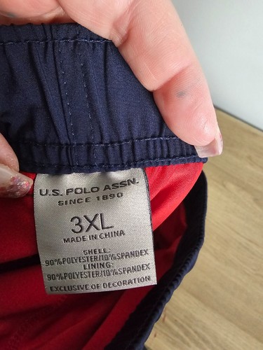 U.S. Polo Assn. Swim Trunks Blue w/ Red Lining Men's Sz 3XL, Washed, Never Worn - Picture 2 of 10