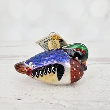 2004 Old World Christmas "Wood Duck" 2" Glass Christmas Ornament