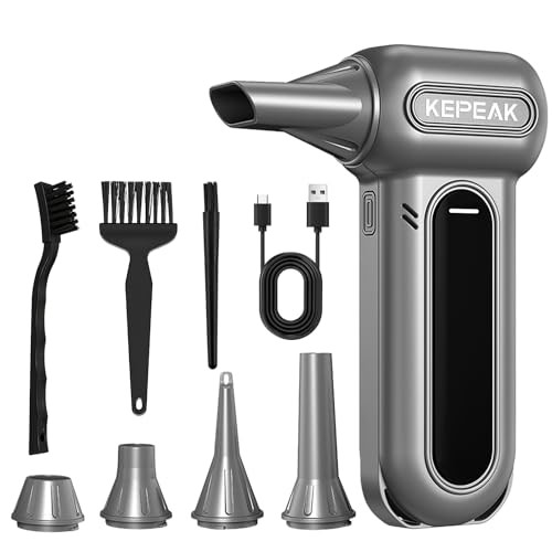 SILVER - KEPEAK ELECTRIC COMPRESSED AIR DUSTER 130000RPM CORDLESS RECHARGEABLE