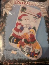 Bucilla Santa's Workshop 18" Diagonal Felt Stocking Needlecrafts 83010