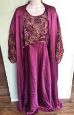 Private Luxuries Vintage Nightgown And Robe Purple Floral Lace Lingerie