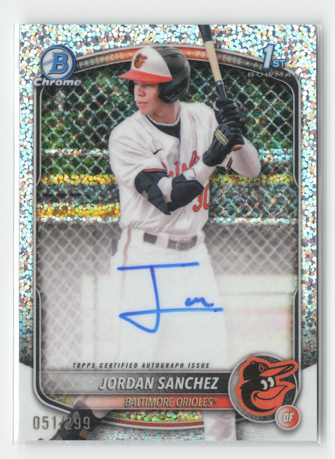 Jordan Sanchez 2025 Bowman Chrome #CPA-JOS Speckle Auto #/299