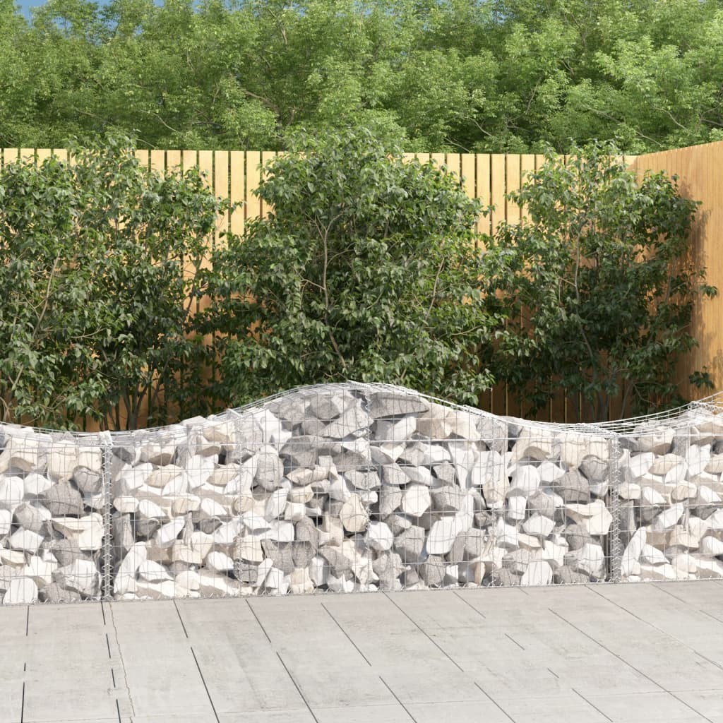 VidaXL Cesto Gabbione ad Arco 200x50x60/80 cm Ferro Zincato per Giardino