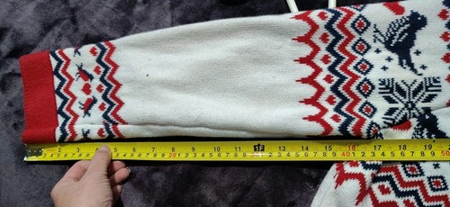 Maglione ModCloth donna XL vacanze Natale fiera isola stampa uccellino cuore bianco - Foto 6 di 6