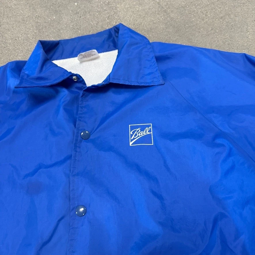 Vintage BALL Corp Coaches Jacket Blue USA Made Size L Workwear Windbreaker - Image 2 of 4