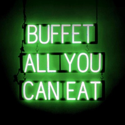SpellBrite BUFFET ALL YOU CAN EAT Sign | Neon Look, LED Light | 26.8'' x 23.8''