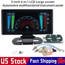 6 In 1 Lcd Digital Car Dash Gauge Tachometer Volt Rpm Water Temp Oil Temp Meter