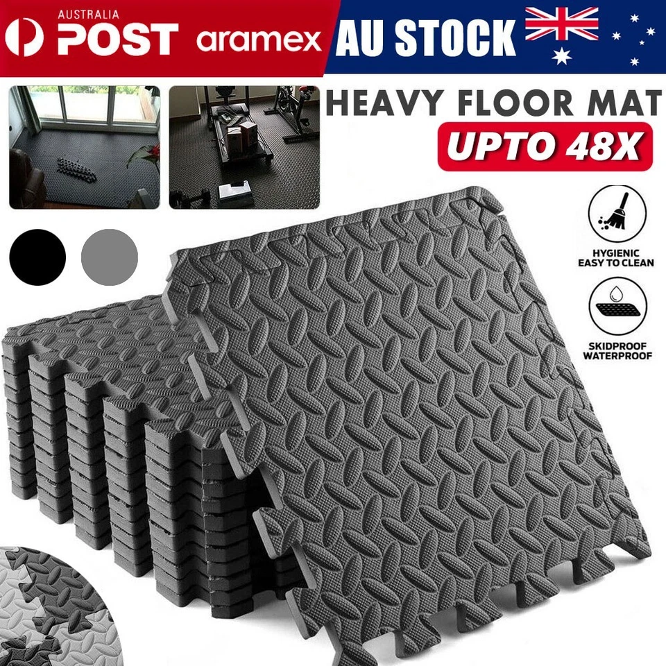 6-48x Interlocking Heavy Duty EVA Foam Gym Flooring Mat Floor Mats Tiles 60x60cm - image 1 of 4