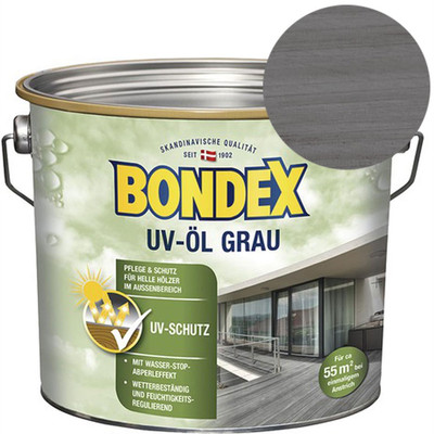 Bondex UV-Öl Universal Holzöl für Nadelholz Hartholz grau, 2,5 Liter
