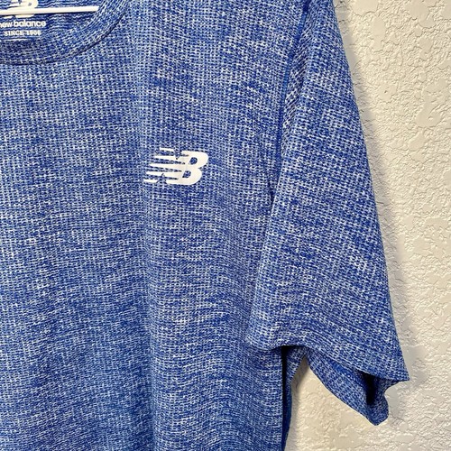 New Balance Tenacity T-Shirt Mens L Heather Blue Short Sleeve Training Tee Shirt - Picture 2 of 10
