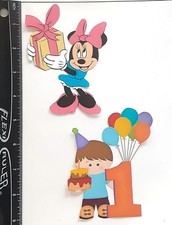 Lot of 2 First 1st Birthday Minnie Balloons Cake SINGLE LAYER Embellishments 891