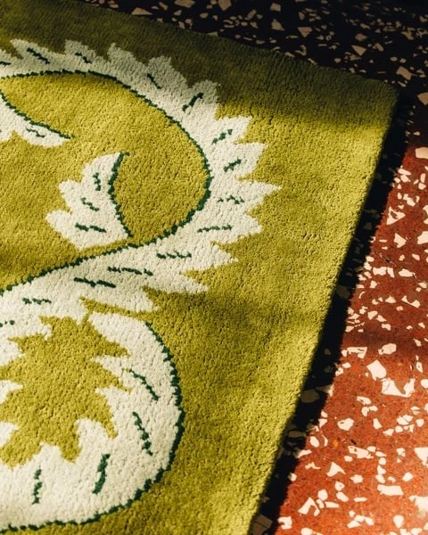 Hand-Tufted Wool & Viscose Rug Green | Modern Living Room Carpet | Custom Size - Image 4 of 4