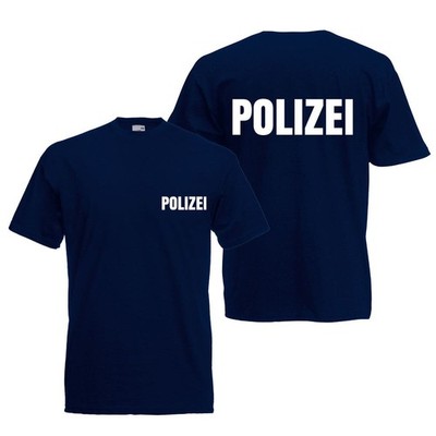 Polizei T-Shirt schwarz oder navy - Shirt Sicherheit Druck Brust & Rücken