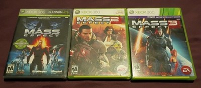 Microsoft Xbox 360 Mass Effect 1 2 & 3 BUNDLE LOT Complete