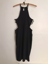 Express Dress Women's Medium Black Open Sides High Neck Halter Sleeveless