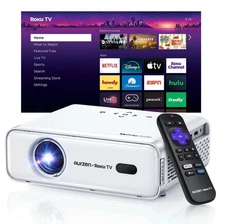 AURZEN Roku TV EAZZE D1R Smart Projector DoIby Audio Auto Focus WiFi Open Box