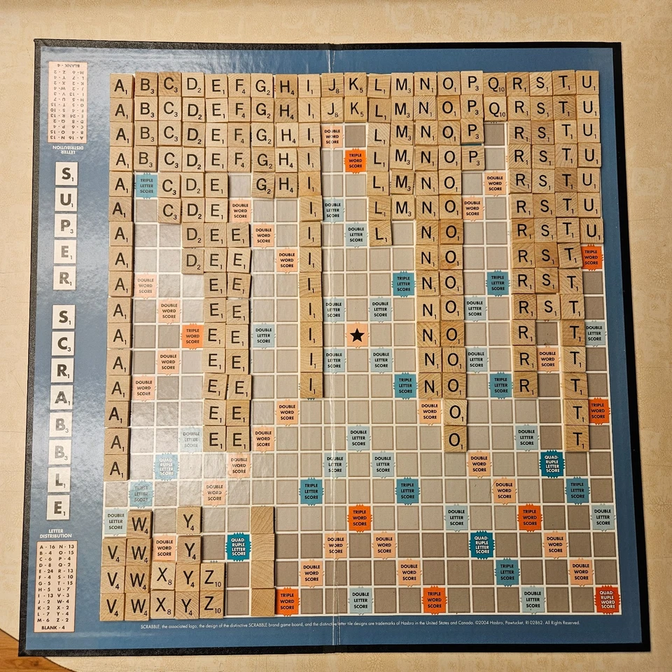 Super Scrabble XL Board Game 200 Tiles Letters Complete – Only a Few Score Sheet - Image 2 of 4