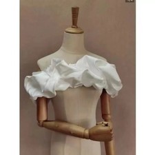 Bride's Shawl One Line Neck Satin Fluffy Bubble Women's Wedding Accessories