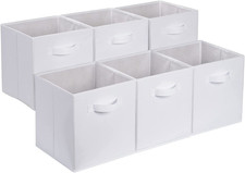 Collapsible Fabric Storage Cubes Organizer with Handles, Sturdy Storage Bins, Wh