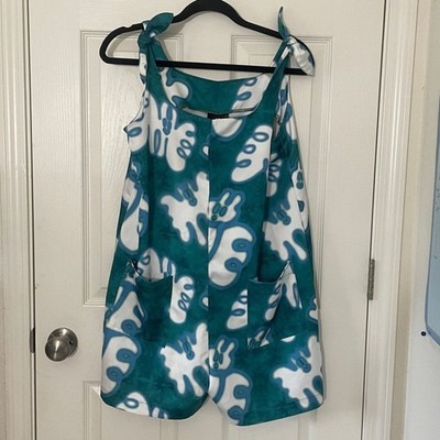 Lazy Oaf Acid Butterfly Romper Silky Deep Pocket Shoulder Tie Size 8 Ocean Color