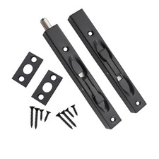2 PCS Black Double Door Square Latch 6 Inch Stainless Steel Security Flush