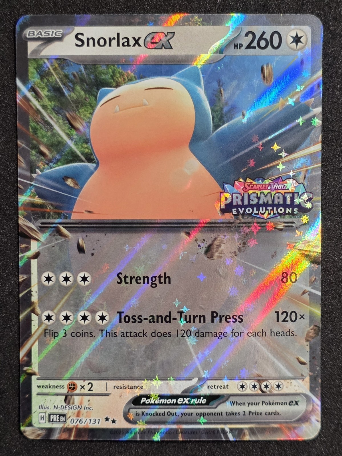 Pokemon Snorlax EX Prismatic Evolutions Stamped Card 076/131 NM 2