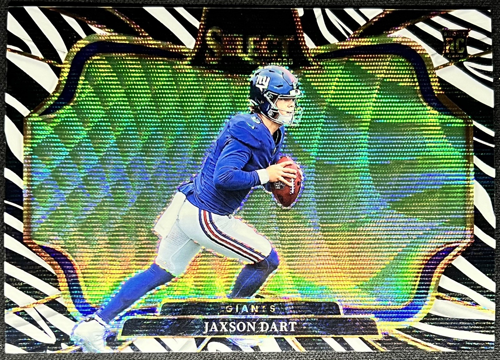 2025 Select Jaxson Dart ZEBRA FIELD LEVEL SSP Prizm Panini RC Rookie Card NY🔥