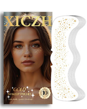 Gold Glitter Freckles Temporary Face Tattoos - 10 Pcs for Festivals Concerts