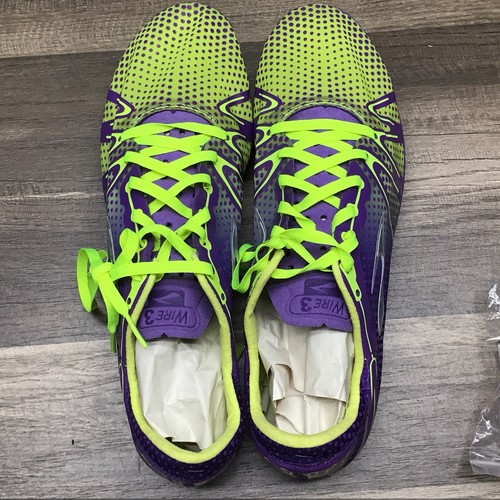 BROOKS Wire 3 Track Shoes Women's 10.5 with Spikes Purple Yellow 1000221D575. G1 - Picture 15 of 16