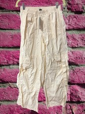 Wild fable women  s size small pull on elastic waist cargo pants solid ivory 32